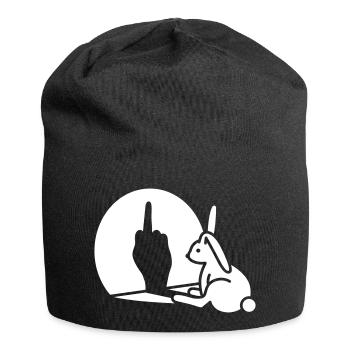 Kaninchen Schatten Hand FUCK OFF Mittelfinger - Jersey-Beanie - Schwarz - Vorne