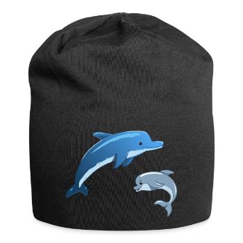 Des dauphins mignons - Bonnet en jersey - noir - Devant