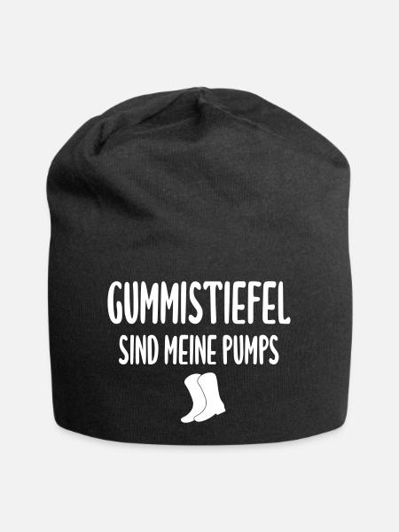Gummistiefel sind meine Pumps - Jersey-Beanie - Schwarz