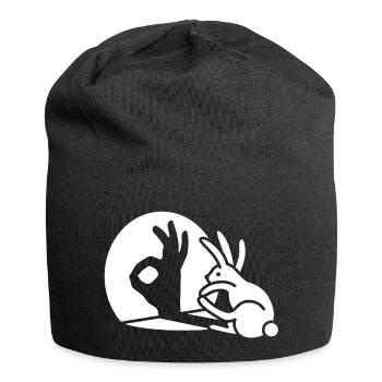 Lapin main d’ombre OK signe de geste Ok pico bello - Bonnet en jersey - noir - Devant
