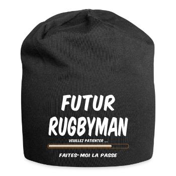 futur rugbyman - Bonnet en jersey - noir - Devant