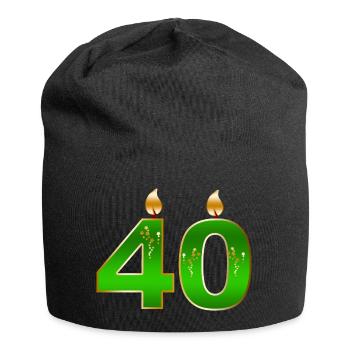 Smaragd Kerzen zum vierzigsten Geburtstag - Jersey-Beanie - Schwarz - Vorne
