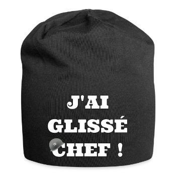 J’ai glissé chef ! - Bonnet en jersey - noir - Devant