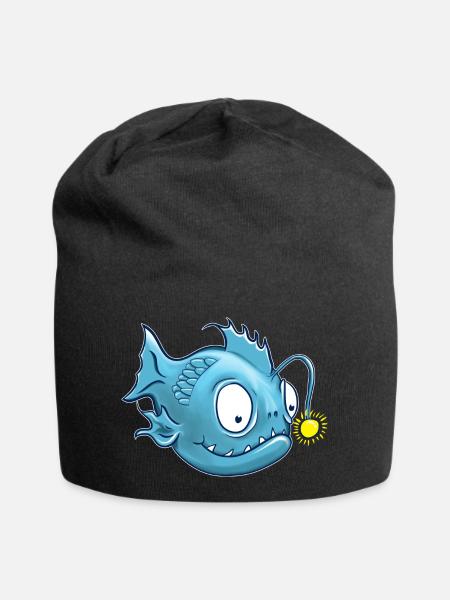 Laternenfisch oder auch Anglerfisch - Jersey-Beanie - Schwarz