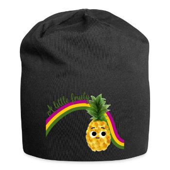 Ananas doux avec arc-en-ciel et texte Restez fruité - Bonnet en jersey - noir - Devant