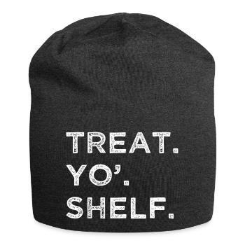 animal readers book cat wine feminine i love books - Jersey-Beanie - Anthrazit - Vorne