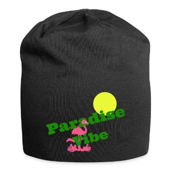 Flamingo im Paradies - Jersey-Beanie - Schwarz - Vorne