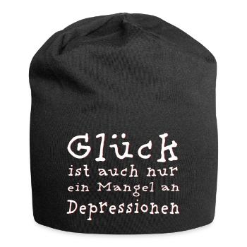 Glück und Depressionen - Jersey-Beanie - Schwarz - Vorne