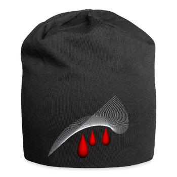 rote Tränen, red teardrops - Jersey-Beanie - Schwarz - Vorne