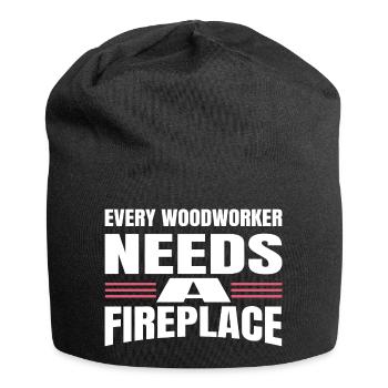 wood funny birthday present idea carpenter tshirts - Jersey Beanie - black - Front