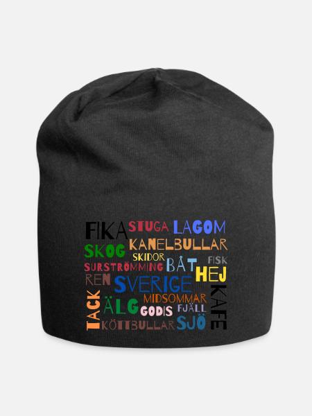 Wörter Sverige - Jersey-Beanie - Schwarz