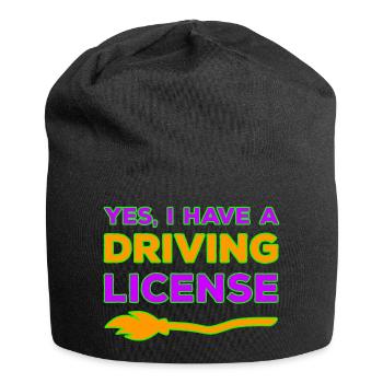 Ja, ich habe einen Hexenbesen Führerschein - Jersey-Beanie - Schwarz - Vorne