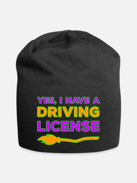 Ja, ich habe einen Hexenbesen Führerschein - Jersey-Beanie - sort