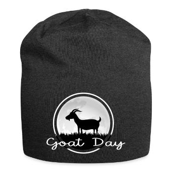 Ziegenbock Ziege Mondschein "goat day" ziegenbart - Jersey-Beanie - Anthrazit - Vorne
