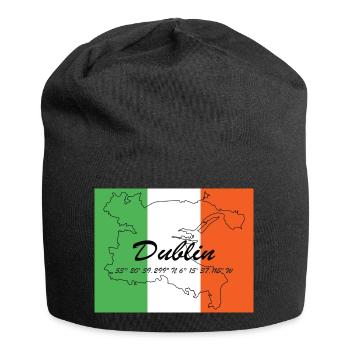 Dublin - Hauptstadt mit GPS & Flagge - Jersey-Beanie - Schwarz - Vorne