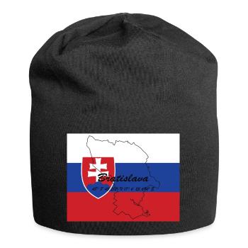 Bratislava - Hauptstadt mit GPS & Flagge - Jersey-Beanie - Schwarz - Vorne