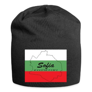 Sofia - Hauptstadt mit GPS & Flagge - Jersey-Beanie - Schwarz - Vorne