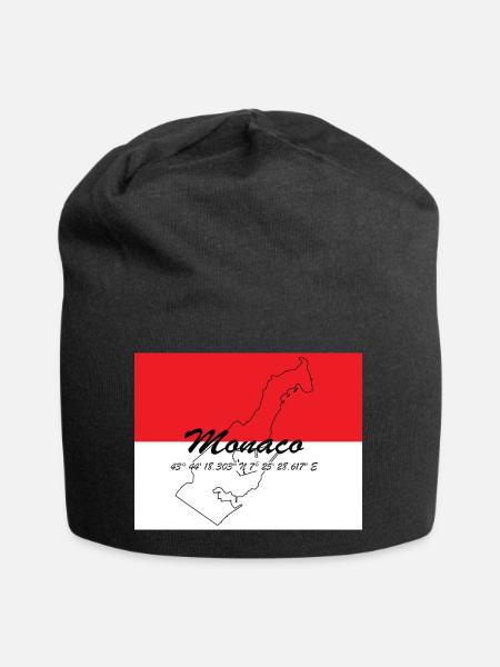 Monaco - Stadtstaat mit GPS & Flagge - Jersey-Beanie - Schwarz