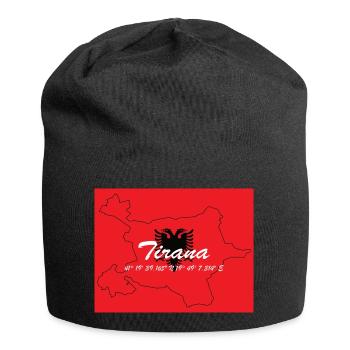 Tirana - Hauptstadt mit GPS & Flagge - Jersey-Beanie - Schwarz - Vorne