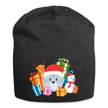 Christmas Cat Present - Jersey-Beanie - Anthrazit - Vorne