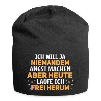 Laufe frei - Lustiger Spruch Witzig Fun Statement - Jersey-Beanie - Schwarz - Vorne