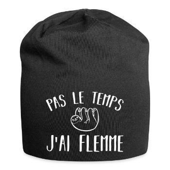 pas le temps j ai flemme - Bonnet en jersey - noir - Devant