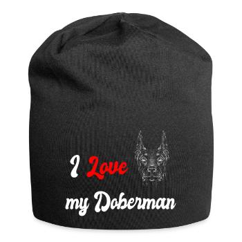 J'adore mon Doberman - Bonnet en jersey - noir - Devant