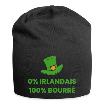 cadeau homme trèfle irlande pour la saint patrick - Bonnet en jersey - noir - Devant