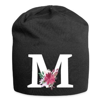 Buchstabe m blumig - Jersey-Beanie - Schwarz - Vorne