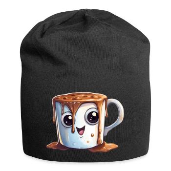 Cocoa Watercolor Drawing - Jersey Beanie - black - Front