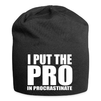 Citation procrastiner - Bonnet en jersey - noir - Devant