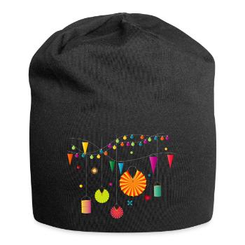 Summer party in your own garden with lanterns - Jersey Beanie - black - Front