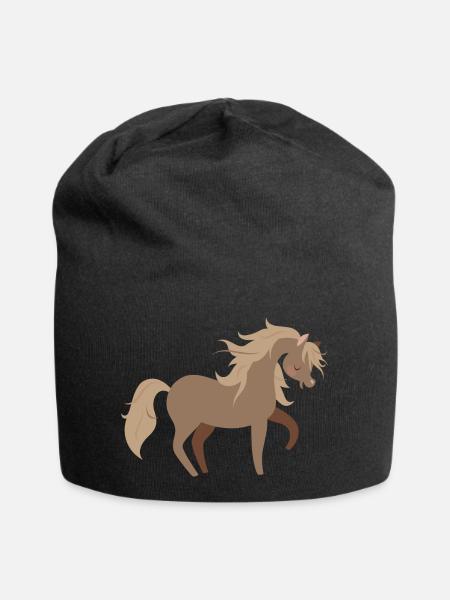 Pferde - Jersey-Beanie - Schwarz
