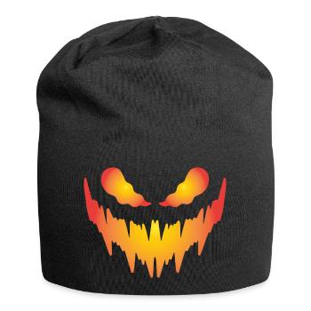 Fiery Pumpkin Face - Jersey Beanie - black - Front