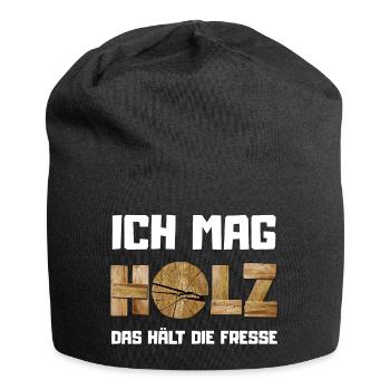 Ich mag Holz das hält die Fresse - Jersey-Beanie - Schwarz - Vorne