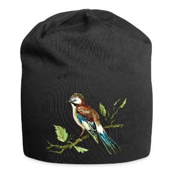 Bunter Vogel - Jersey-Beanie - Schwarz - Vorne