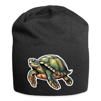Lebendige Meeres-Schildkröte - Jersey-Beanie - Schwarz - Vorne