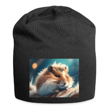 Niedliche Tiere im Winterschlaf – Hamster - Jersey-Beanie - Schwarz - Vorne