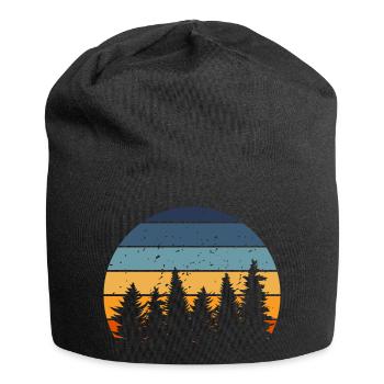 Forêt nature arbre retro - Bonnet en jersey - noir - Devant