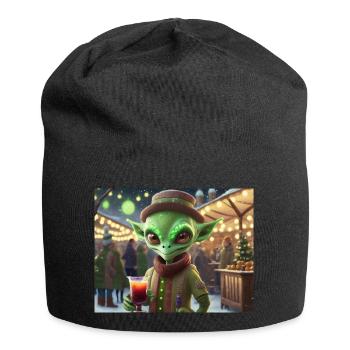 Glühwein trinken am Weihnachtstag - Jersey-Beanie - Schwarz - Vorne