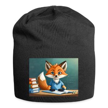 cute little fiend fox everyday life – is reading - Jersey Beanie - black - Front