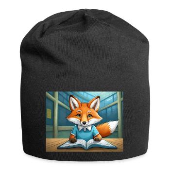 cute little fiend fox everyday life – is reading - Jersey Beanie - black - Front