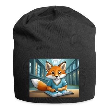 cute little fiend fox everyday life – is reading - Jersey Beanie - black - Front