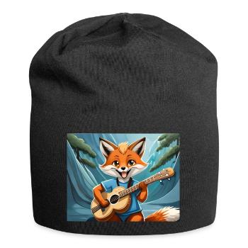 mignon petit renard démon vie quotidienne jouant de la guitare - Bonnet en jersey - noir - Devant