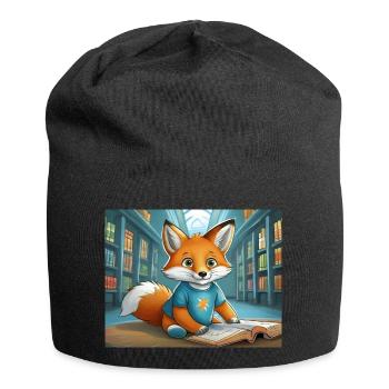 cute little fiend fox everyday life – is reading - Jersey Beanie - black - Front