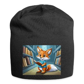 cute little fiend fox everyday life – is reading - Jersey Beanie - black - Front