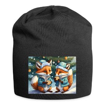 Mignon petit renard démon vie quotidienne - biscuits - Bonnet en jersey - noir - Devant