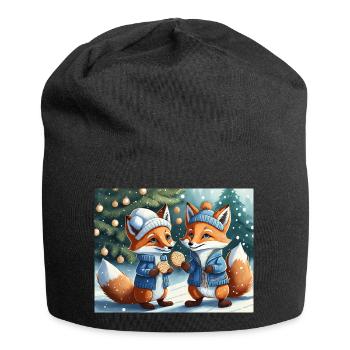 Mignon petit renard démon vie quotidienne - biscuits - Bonnet en jersey - noir - Devant