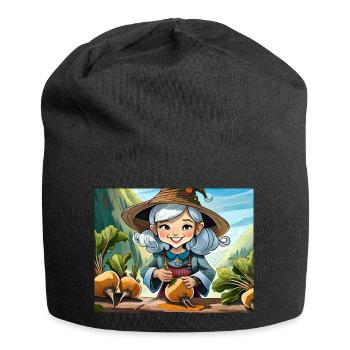 Deutsche Kinderreime Früh morgens um sechs - Jersey-Beanie - Schwarz - Vorne