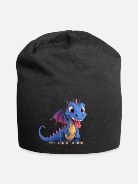 Ein niedliches Drachen Monster mit langer Zunge - Jersey-Beanie - Schwarz